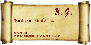 Mentzer Gréta névjegykártya